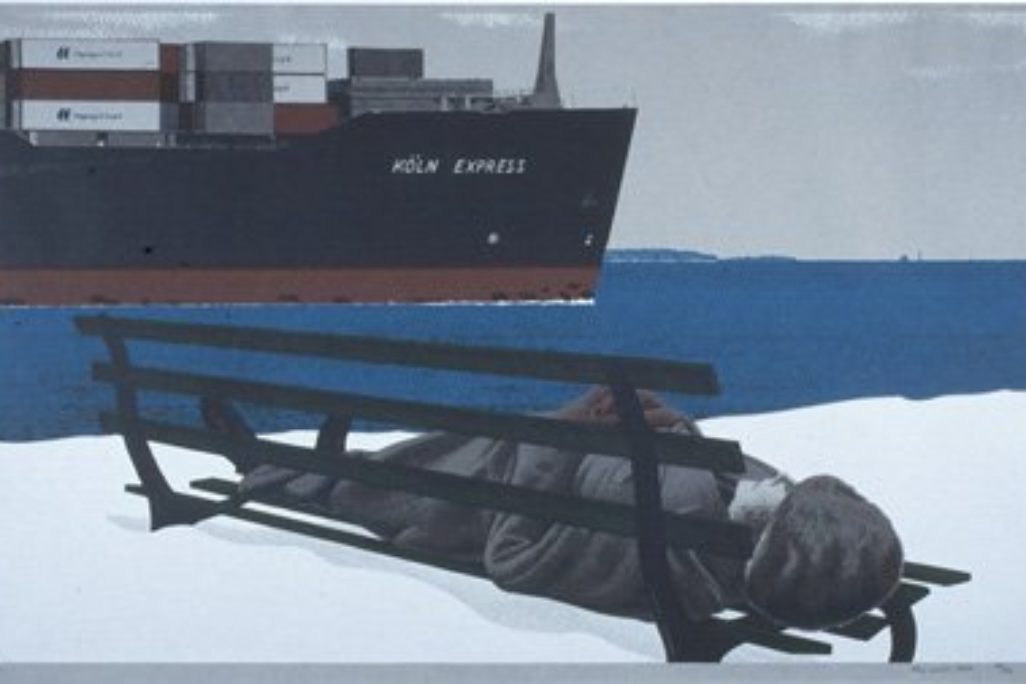 Alex Colville, Köln Express,1986, serigraph on paper, edition. Collection of the MacKenzie Art Gallery, gift of Rochelle Bos, 2000-63.