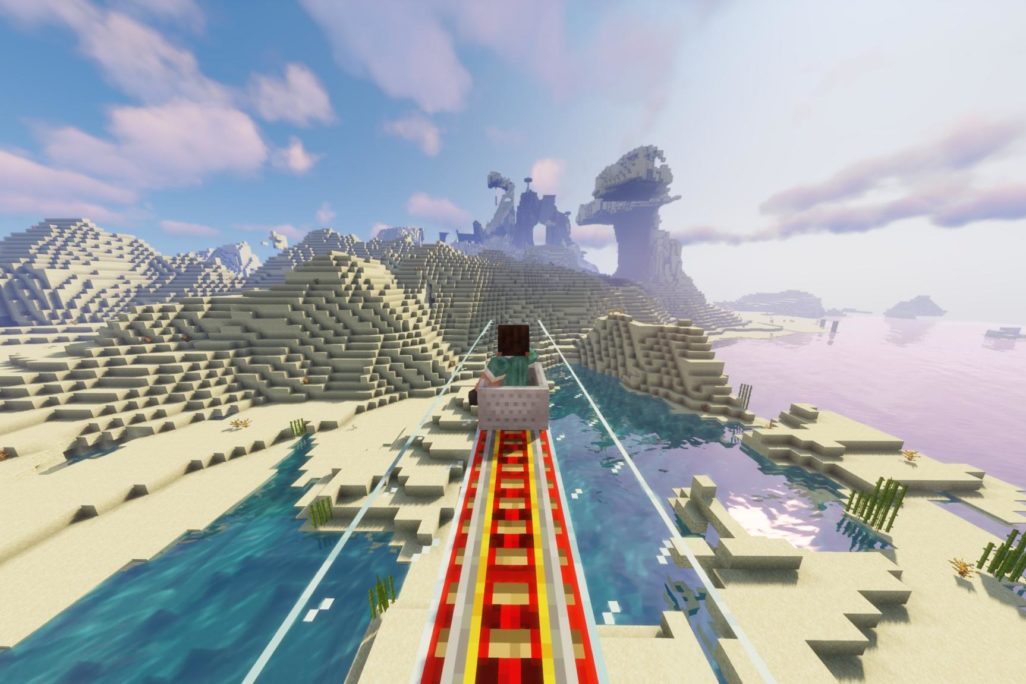 screenshot of Minecraft landscape.